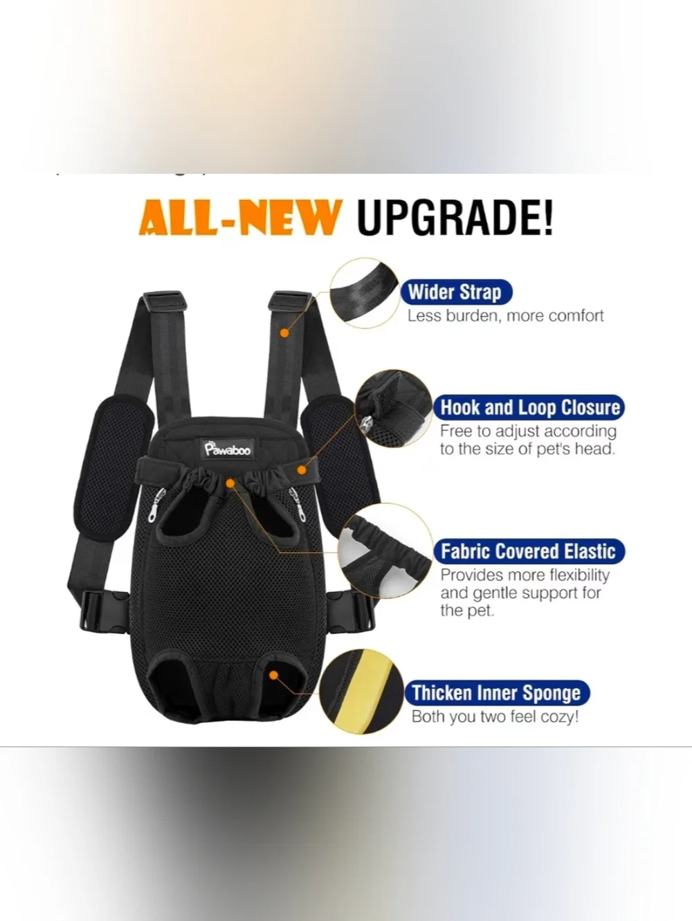 Pawaboo Pet Carrier Backpack, Legs Out, Easy-Fit for Traveling. XL NEW!